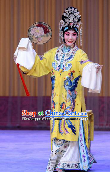 Chinese Beijing Opera Imperial Consort Yang Apparels Costumes and Headdress Tai Zhen Wai Zhuan Traditional Peking Opera Hua Tan Dress Garment