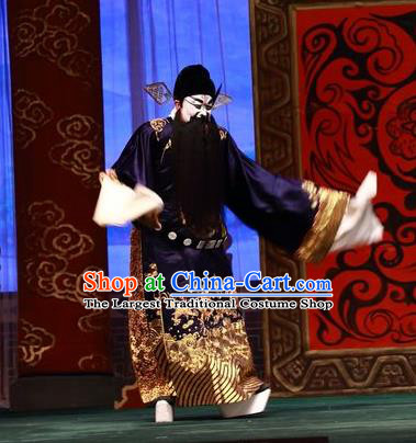 Tai Zhen Wai Zhuan Chinese Peking Opera Official Yang Guozhong Garment Costumes and Headwear Beijing Opera Laosheng Elderly Male Apparels Clothing