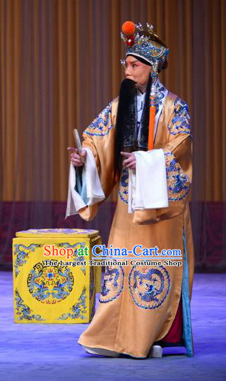 Tai Zhen Wai Zhuan Chinese Peking Opera Emperor Xuanzong Garment Costumes and Headwear Beijing Opera Elderly Male Apparels Clothing