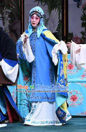 Chinese Beijing Opera Tsing Yi Apparels Costumes and Headdress Sacrifice Zhao Shi Gu Er Traditional Peking Opera Distress Female Zhuang Ji Dress Garment