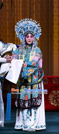 Chinese Beijing Opera Diva Princess Zhuang Ji Apparels Costumes and Headdress Sacrifice Zhao Shi Gu Er Traditional Peking Opera Hua Tan Dress Garment
