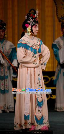 Chinese Beijing Opera Court Maid Apparels Costumes and Headpieces Tai Zhen Wai Zhuan Traditional Peking Opera Young Lady Pink Dress Garment