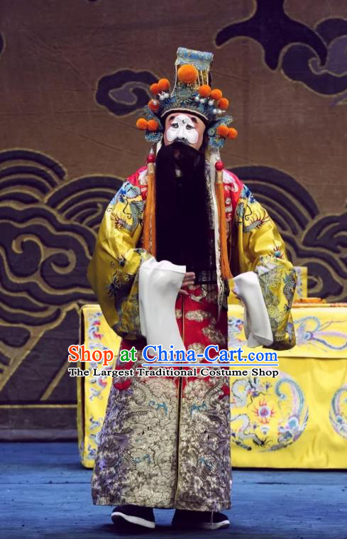 Sacrifice Zhao Shi Gu Er Chinese Peking Opera King Garment Costumes and Headwear Beijing Opera Elderly Male Apparels Lord Clothing