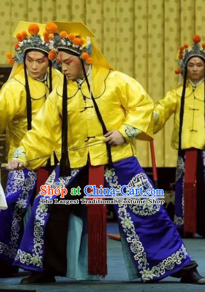 Sacrifice Zhao Shi Gu Er Chinese Peking Opera Wusheng Garment Costumes and Headwear Beijing Opera Martial Male Cheng Ying Apparels Bodyguard Clothing