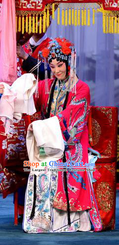 Chinese Beijing Opera Rich Lady Han Xiangling Apparels Costumes and Headdress The Unicorn Purse Traditional Peking Opera Huadan Dress Bride Garment