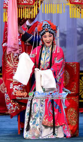 Chinese Beijing Opera Rich Lady Han Xiangling Apparels Costumes and Headdress The Unicorn Purse Traditional Peking Opera Huadan Dress Bride Garment