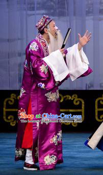 The Unicorn Purse Chinese Peking Opera Chou Role Garment Costumes and Headwear Beijing Opera Elderly Servant Apparels Clothing