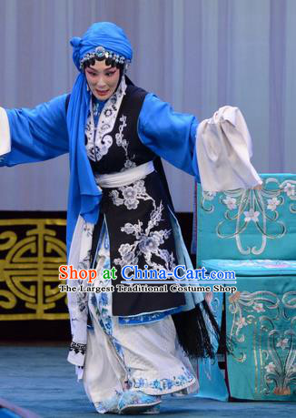 Chinese Beijing Opera Distress Maiden Apparels Costumes and Headdress The Unicorn Purse Traditional Peking Opera Diva Han Xiangling Dress Garment