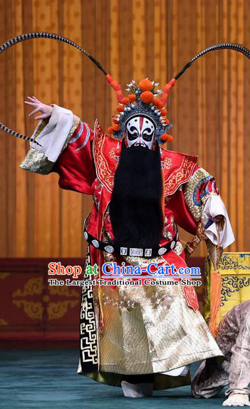 Sacrifice Zhao Shi Gu Er Chinese Peking Opera Elderly Male Garment Costumes and Headwear Beijing Opera Laosheng King Apparels Old Man Clothing