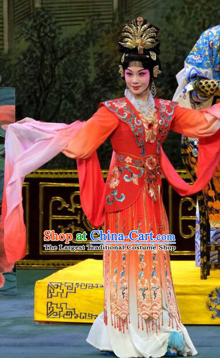 Chinese Beijing Opera Diva Yang Yuhuan Apparels Costumes and Headpieces Tai Zhen Wai Zhuan Traditional Peking Opera Hua Tan Imperial Consort Dress Garment