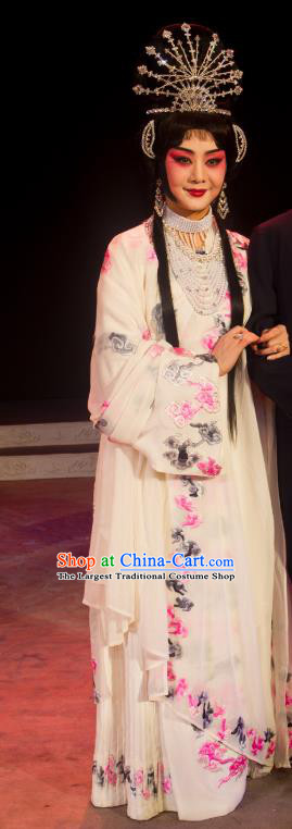 Chinese Beijing Opera Imperial Consort Apparels Costumes and Headpieces Mei Lan Ni Chang Traditional Peking Opera Goddess Dress Garment