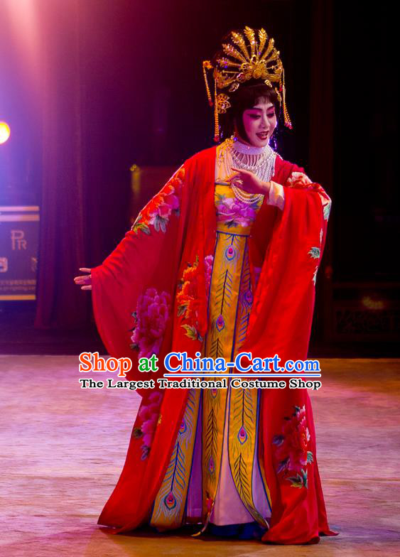 Chinese Beijing Opera Consort Yang Apparels Costumes and Headpieces Mei Lan Ni Chang Traditional Peking Opera Hua Tan Dress Court Lady Garment