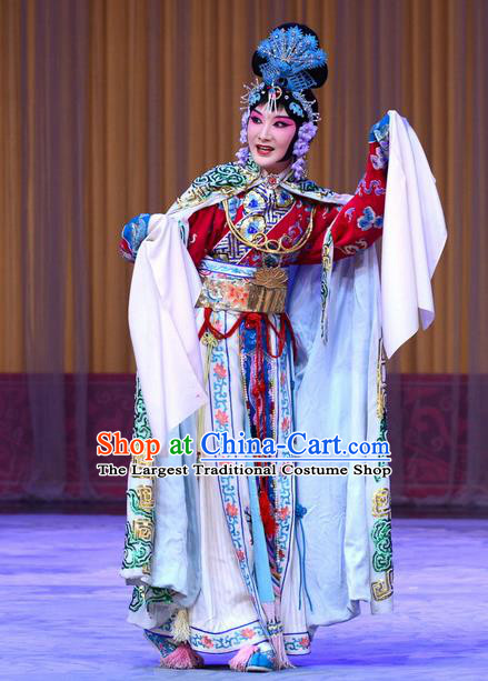 Chinese Beijing Opera Hua Tan Apparels Costumes and Headpieces Xi Shi Traditional Peking Opera Young Beauty Dress Garment