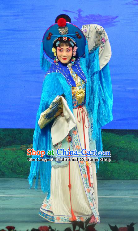 Chinese Beijing Opera Young Beauty Xi Shi Apparels Costumes and Headdress Traditional Peking Opera Hua Tan Dress Garment