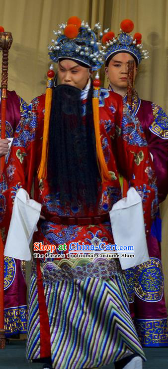 Xi Shi Chinese Peking Opera Elderly Male Garment Costumes and Headwear Beijing Opera Laosheng Fan Li Apparels Official Clothing