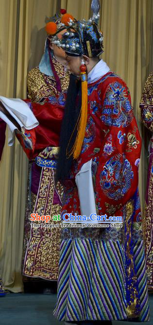 Xi Shi Chinese Peking Opera Elderly Male Garment Costumes and Headwear Beijing Opera Laosheng Fan Li Apparels Official Clothing