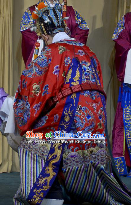 Xi Shi Chinese Peking Opera Elderly Male Garment Costumes and Headwear Beijing Opera Laosheng Fan Li Apparels Official Clothing