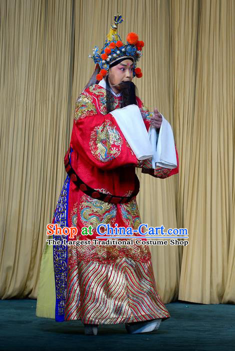 Xi Shi Chinese Peking Opera Elderly Male Laosheng Fan Li Garment Costumes and Headwear Beijing Opera Official Apparels Clothing
