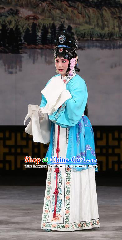 Chinese Beijing Opera Country Woman Xi Shi Apparels Costumes and Headdress Traditional Peking Opera Hua Tan Dress Young Female Garment