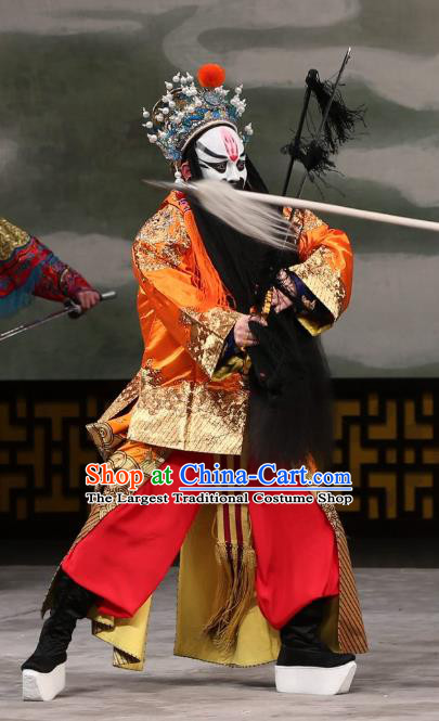 Xi Shi Chinese Peking Opera King Garment Costumes and Headwear Beijing Opera Elderly Male Fu Chai Apparels Clothing