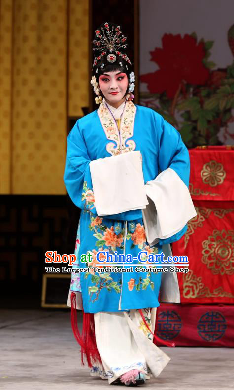 Chinese Beijing Opera Young Female Apparels Costumes and Headdress Traditional Peking Opera Xi Shi Diva Xuan Bo Dress Garment