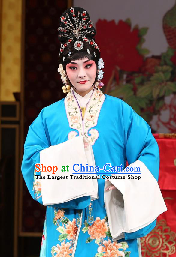 Chinese Beijing Opera Young Female Apparels Costumes and Headdress Traditional Peking Opera Xi Shi Diva Xuan Bo Dress Garment