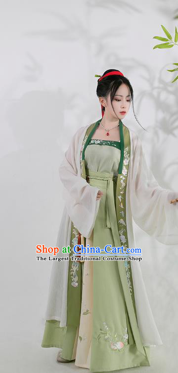 Chinese Song Dynasty Young Lady Apparels Traditional Embroidered Hanfu Dress Ancient Civilian Female Historical Costumes for Women