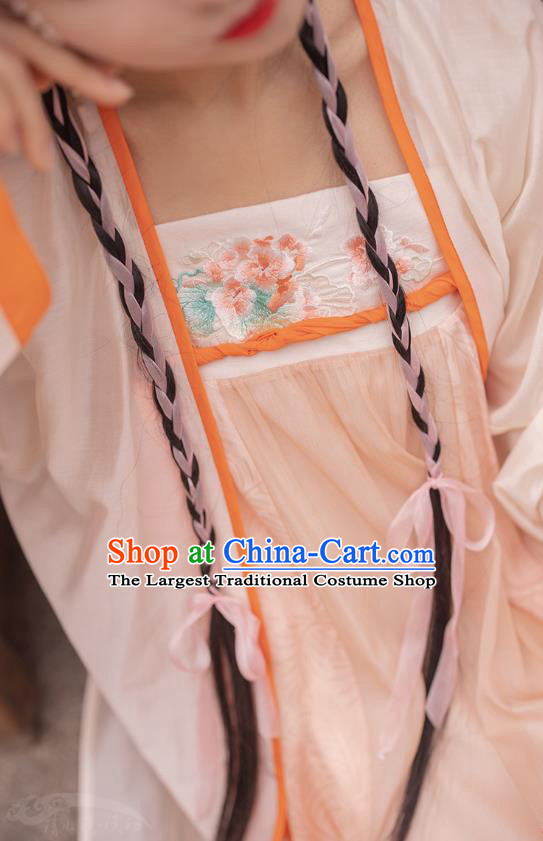 Traditional Chinese Ancient Tang Dynasty Noble Lady Apparels Historical Costumes Royal Princess Embroidered Hanfu Dress Complete Set