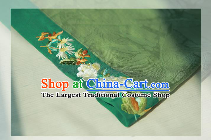 Traditional Chinese Song Dynasty Young Female Apparels Historical Costumes Ancient Royal Princess Embroidered Green Hanfu Dress