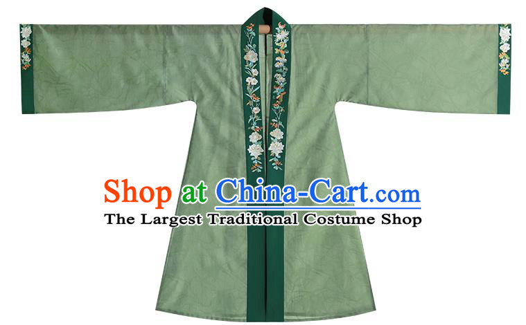 Traditional Chinese Song Dynasty Young Female Apparels Historical Costumes Ancient Royal Princess Embroidered Green Hanfu Dress