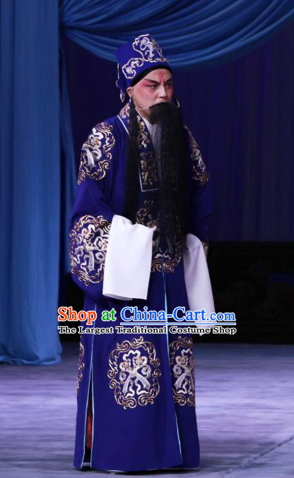 The Unicorn Purse Chinese Peking Opera Laosheng Elderly Male Garment Costumes and Headwear Beijing Opera Landlord Apparels Clothing