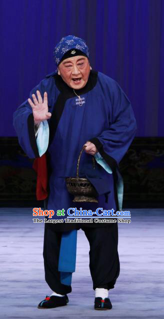 Chinese Beijing Opera Old Woman Apparels Costumes and Headdress The Unicorn Purse Traditional Peking Opera Elderly Female Dress Garment