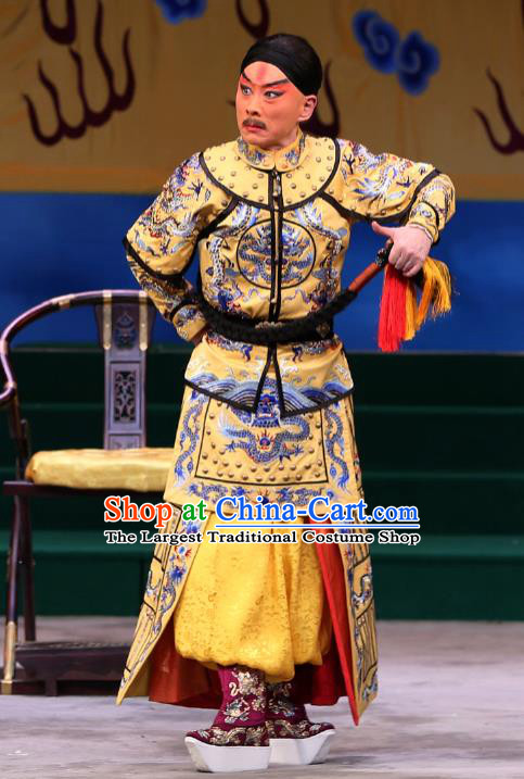 Kangxi Dadi Chinese Peking Opera Wusheng Garment Costumes and Headwear Beijing Opera Qing Dynasty Emperor Apparels Armor Clothing