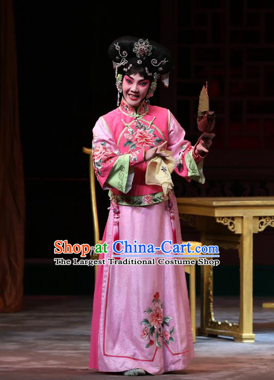 Chinese Beijing Opera Qing Dynasty Princess Lan Er Apparels Costumes and Headpieces Kangxi Dadi Traditional Peking Opera Young Lady Pink Dress Garment