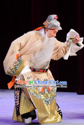 Kangxi Dadi Chinese Peking Opera Elderly Male Garment Costumes and Headwear Beijing Opera Official Wu She Apparels Clothing