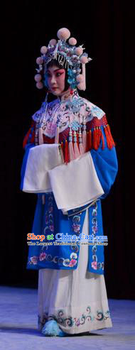Chinese Beijing Opera Young Lady Apparels Costumes and Headdress Chu Palace Hen Traditional Peking Opera Xiaodan Dress Court Maid Garment