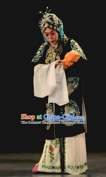 Chinese Beijing Opera Tsing Yi Apparels Costumes and Headdress Chu Palace Hen Traditional Peking Opera Dress Diva Ma Zhaoyi Garment