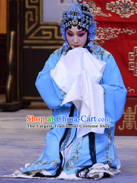 Chinese Beijing Opera Hua Tan Apparels Costumes and Headdress Chen Sanliang Pa Tang Traditional Peking Opera Courtesan Li Shuping Dress Garment