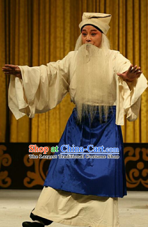 Qing Shi Mountain Chinese Peking Opera Elderly Male Garment Costumes and Headwear Beijing Opera Old Servant Apparels Clothing