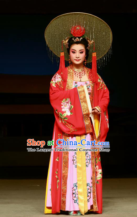 Chinese Beijing Opera Queen Zhangsun Apparels Costumes and Headdress Zhen Guan Flourishing Age Traditional Peking Opera Empress Dress Garment