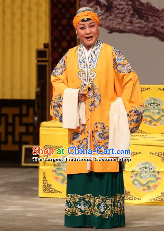 Chinese Beijing Opera Elderly Female Apparels Costumes and Headdress A Honey Trap Traditional Peking Opera Dowager Countess Dress Garment