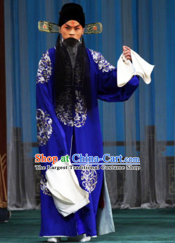 The Mirror of Fortune Chinese Peking Opera Landlord Mei Jun Garment Costumes and Headwear Beijing Opera Elderly Male Apparels Magistrate Clothing