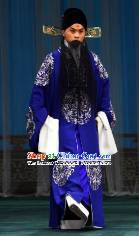 The Mirror of Fortune Chinese Peking Opera Landlord Mei Jun Garment Costumes and Headwear Beijing Opera Elderly Male Apparels Magistrate Clothing