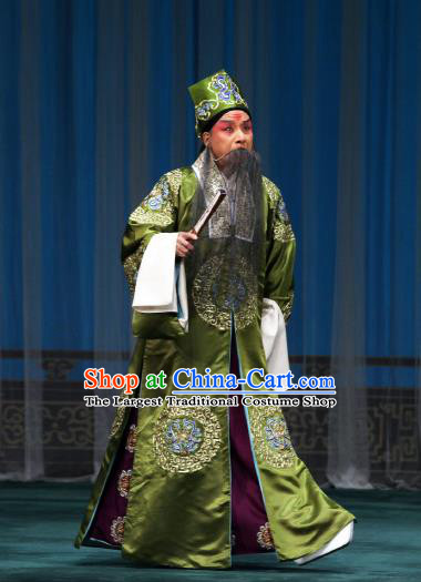 The Mirror of Fortune Chinese Peking Opera Elderly Male Garment Costumes and Headwear Beijing Opera Apparels Landlord Mei Jun Clothing