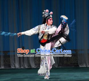 The Mirror of Fortune Chinese Peking Opera Martial Male Garment Costumes and Headwear Beijing Opera Takefu Lin Bi Apparels Wusheng Clothing