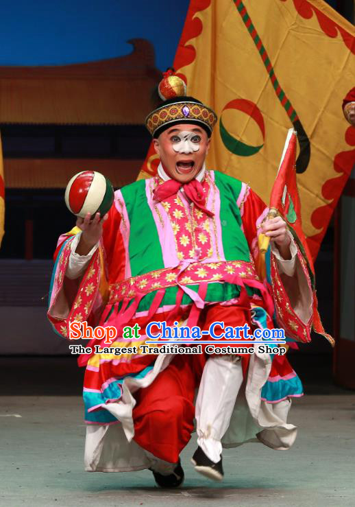 Zhen Guan Flourishing Age Chinese Peking Opera Chou Male Garment Costumes and Headwear Beijing Opera Clown Apparels Clothing