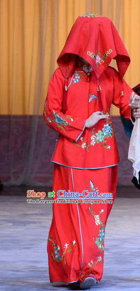 Chinese Beijing Opera Actress Zhou Fengying Apparels Costumes and Headpieces Xin An Yi Traditional Peking Opera Hua Tan Red Dress Bride Garment