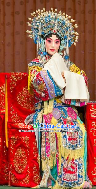 Chinese Beijing Opera Hua Tan Actress Apparels Costumes and Headdress Princess Yinping Traditional Peking Opera Diva Dress Garment