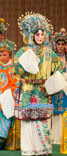 Chinese Beijing Opera Diva Hua Tan Apparels Costumes and Headdress Princess Yinping Traditional Peking Opera Actress Dress Garment