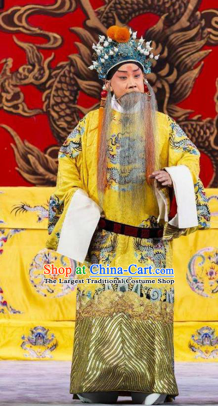 Princess Yinping Chinese Peking Opera Emperor Li Shimin Garment Costumes and Headwear Beijing Opera Elderly Male Apparels Clothing
